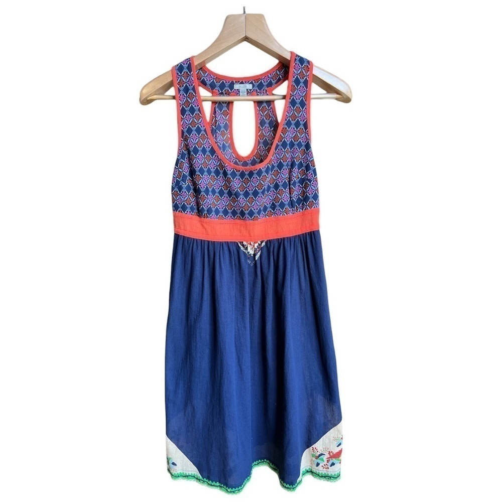 Ecote from Urban Outfitters Navy Blue Boho Cutout Pocket Mini Dress, Medium
